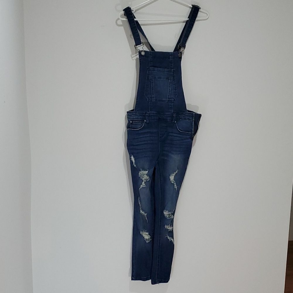 Beautiful Dark Blue Distressed Women’s Denim Overalls